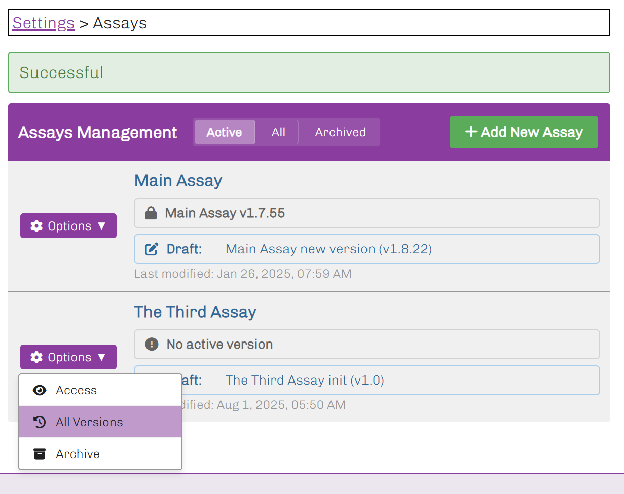 Assays Management
